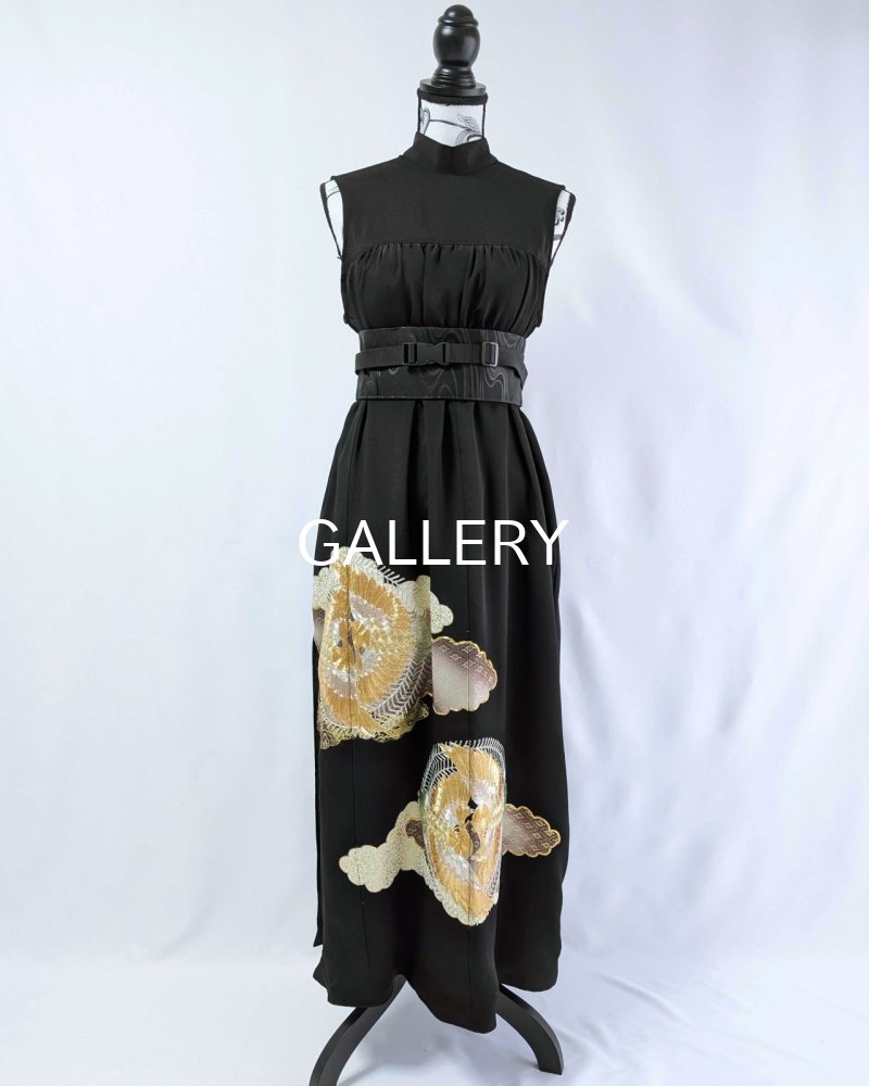 画像33: 【豪華金駒×向かい鳳凰×雲取り菊菱】黒留袖ハイネックドレス&ショートジャケットセット (33)