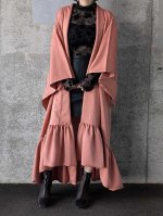 画像1: 【剣片喰紋×紅梅色×草花地紋】一つ紋付き色無地フリルガウン (1)