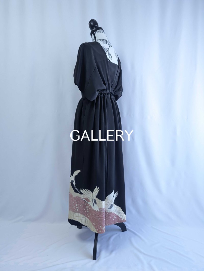 画像20: 【刺繍飛鶴×流水×五三桐紋】黒留袖無限wayワンピース&キャミソール (20)