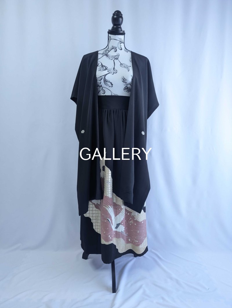 画像32: 【刺繍飛鶴×流水×五三桐紋】黒留袖無限wayワンピース&キャミソール (32)