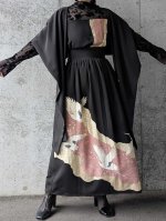 画像5: 【刺繍飛鶴×流水×五三桐紋】黒留袖無限wayワンピース＆キャミソール (5)