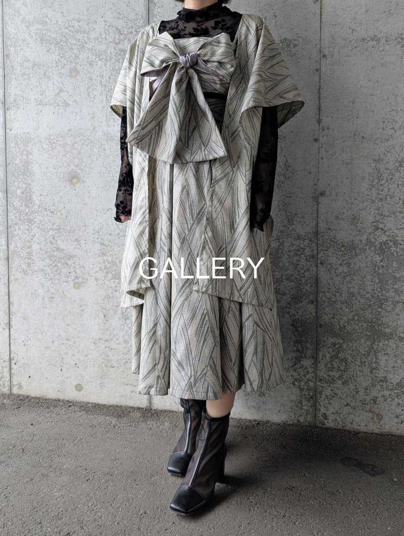 画像2: 【小町鼠×鳩羽色】織り着物無限wayワンピース&リボンビスチェ (2)