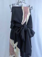 画像30: 【刺繍飛鶴×流水×五三桐紋】黒留袖無限wayワンピース＆キャミソール (30)