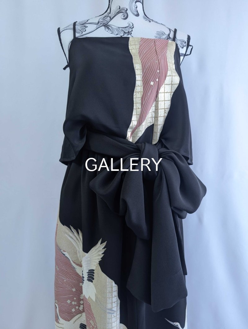 画像30: 【刺繍飛鶴×流水×五三桐紋】黒留袖無限wayワンピース&キャミソール (30)