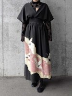 画像7: 【刺繍飛鶴×流水×五三桐紋】黒留袖無限wayワンピース＆キャミソール (7)