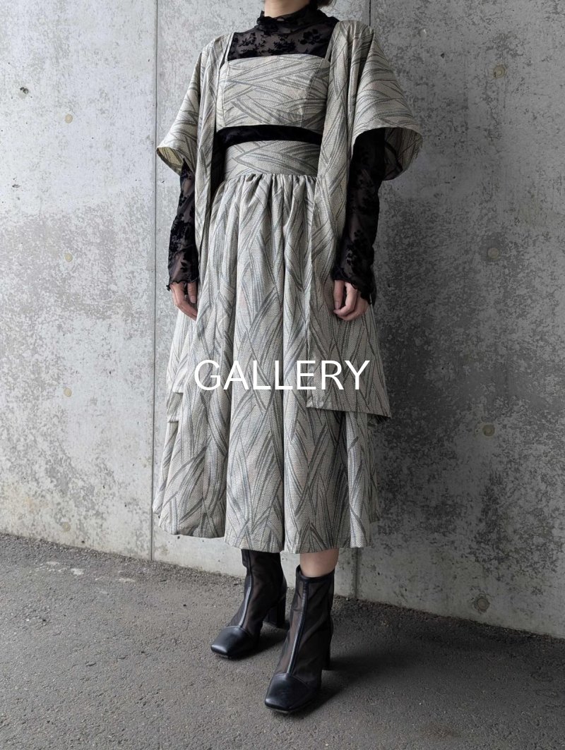 画像4: 【小町鼠×鳩羽色】織り着物無限wayワンピース&リボンビスチェ (4)