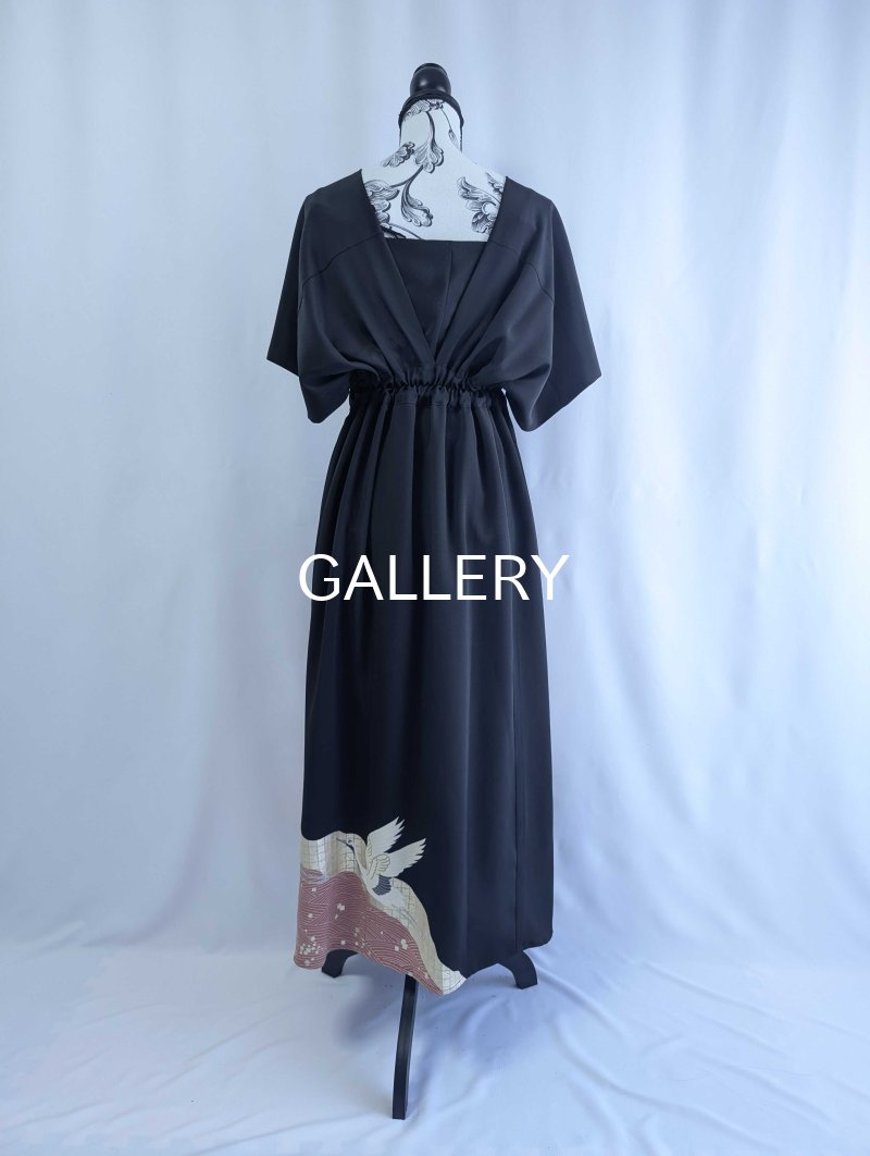 画像21: 【刺繍飛鶴×流水×五三桐紋】黒留袖無限wayワンピース&キャミソール (21)