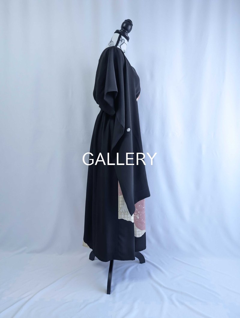 画像13: 【刺繍飛鶴×流水×五三桐紋】黒留袖無限wayワンピース&キャミソール (13)