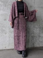 画像5: 【葡萄染色×鳳凰に草花文様】小紋ラップスカートセットアップ (5)