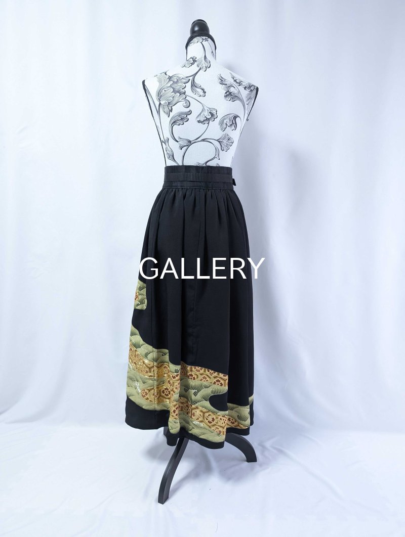 画像12: 【金駒流水×亀甲花菱】黒留袖オーバースカート (12)