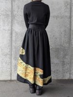 画像4: 【金駒流水×亀甲花菱】黒留袖オーバースカート (4)