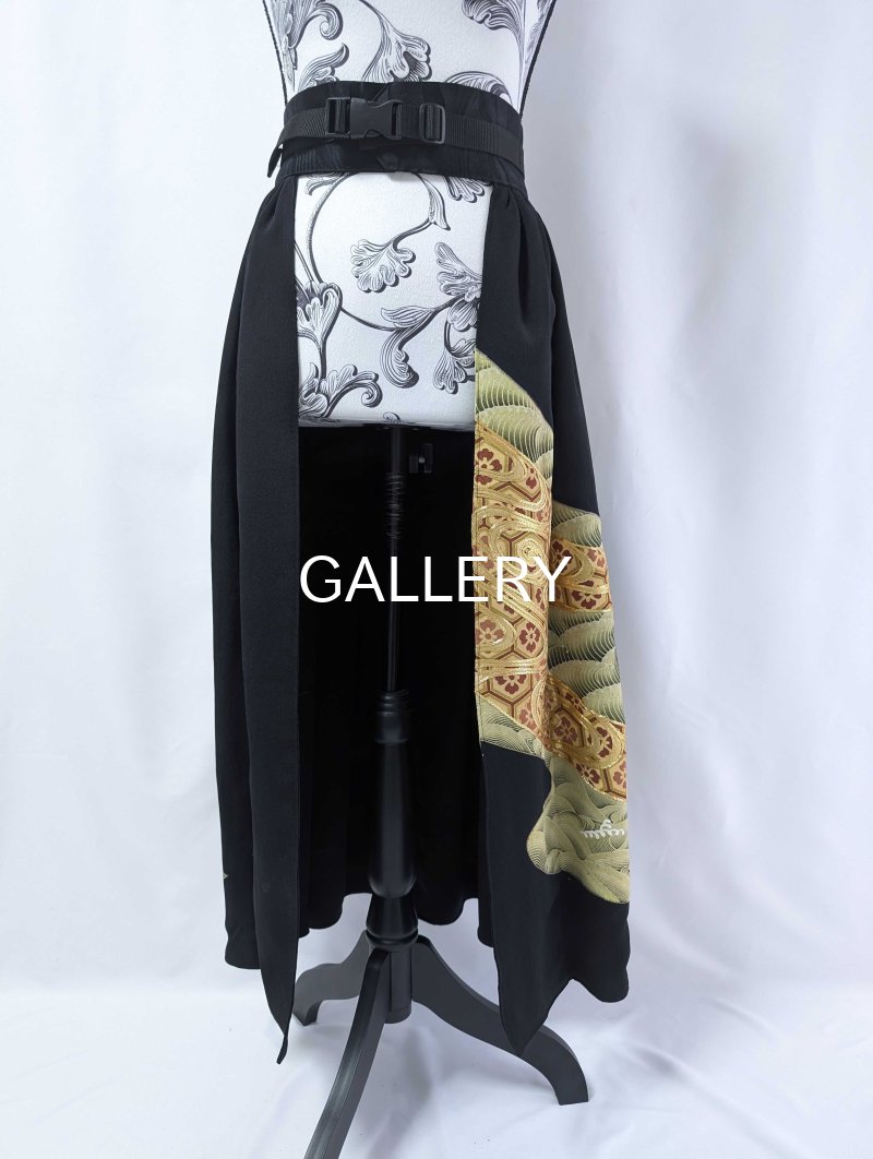 画像7: 【金駒流水×亀甲花菱】黒留袖オーバースカート (7)