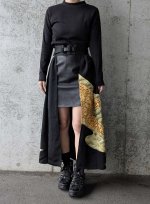画像1: 【金駒流水×亀甲花菱】黒留袖オーバースカート (1)