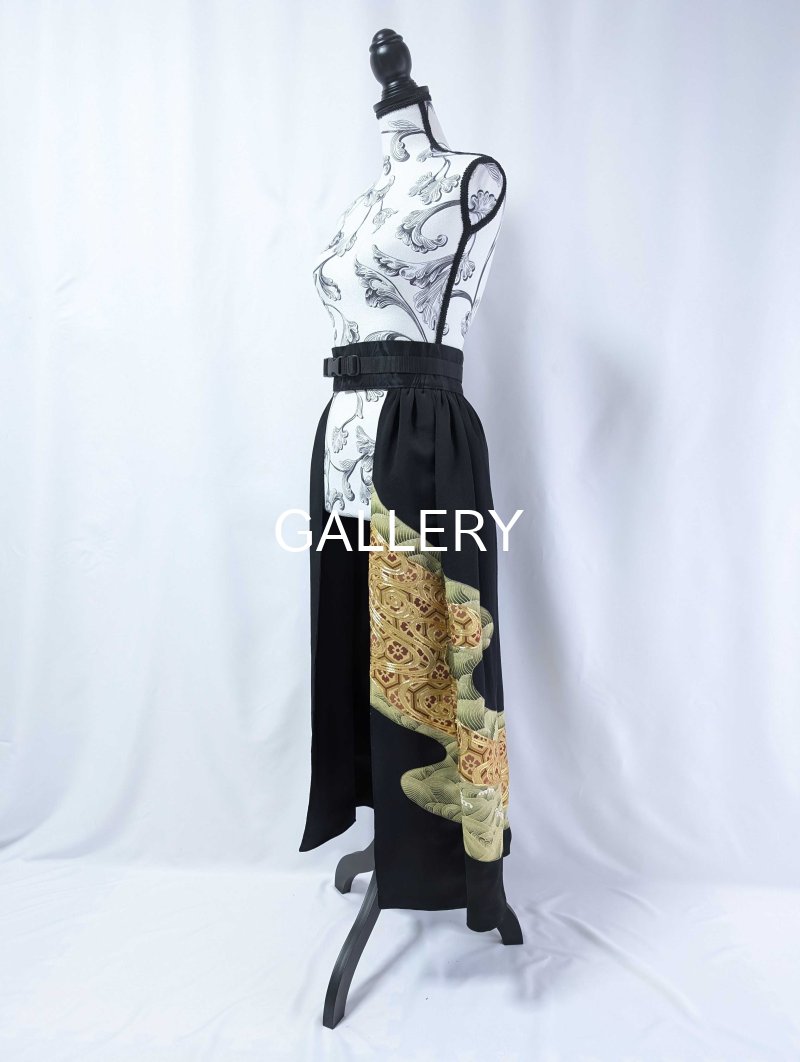 画像8: 【金駒流水×亀甲花菱】黒留袖オーバースカート (8)