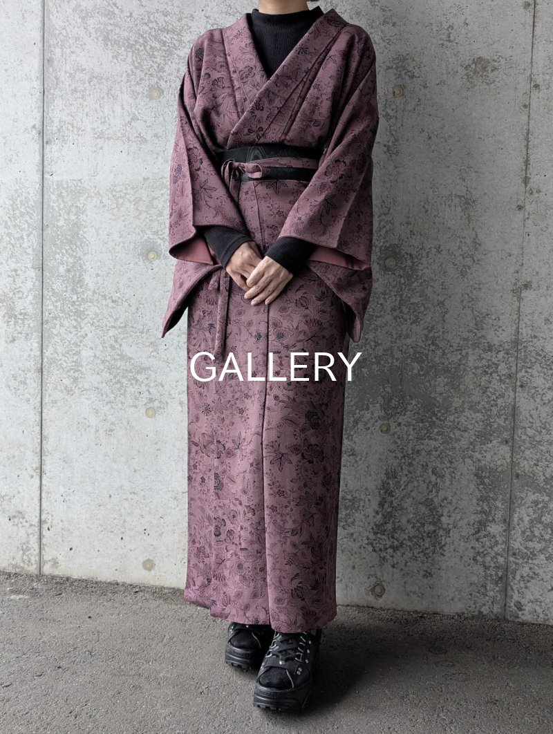 画像3: 【葡萄染色×鳳凰に草花文様】小紋ラップスカートセットアップ (3)