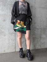 画像4: 【刺繍鴛鴦×丸に違い鷹の羽紋】黒留袖ショートパンツセットアップ＆オーバースカート (4)