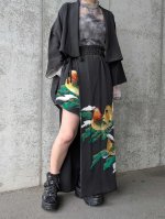 画像1: 【刺繍鴛鴦×丸に違い鷹の羽紋】黒留袖ショートパンツセットアップ＆オーバースカート (1)
