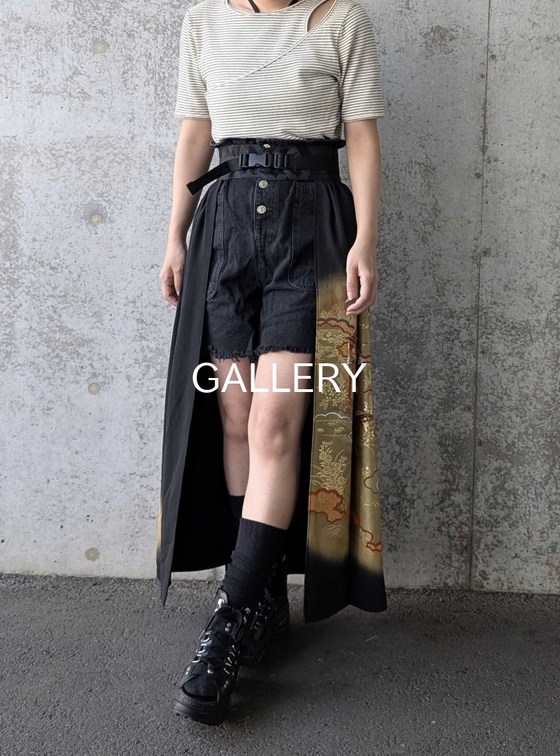 画像3: 【飛鶴×御所車文様】黒留袖オーバースカート (3)