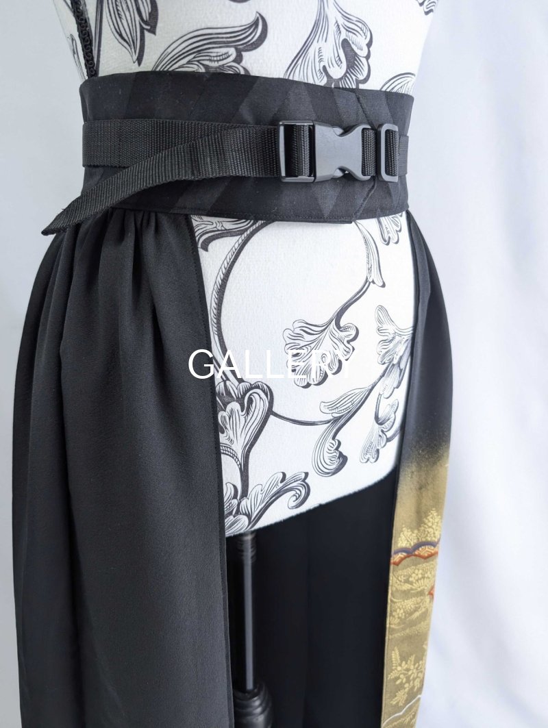 画像13: 【飛鶴×御所車文様】黒留袖オーバースカート (13)