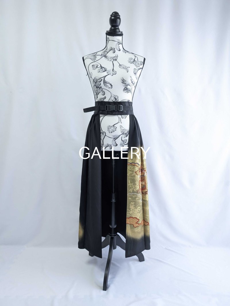 画像5: 【飛鶴×御所車文様】黒留袖オーバースカート (5)