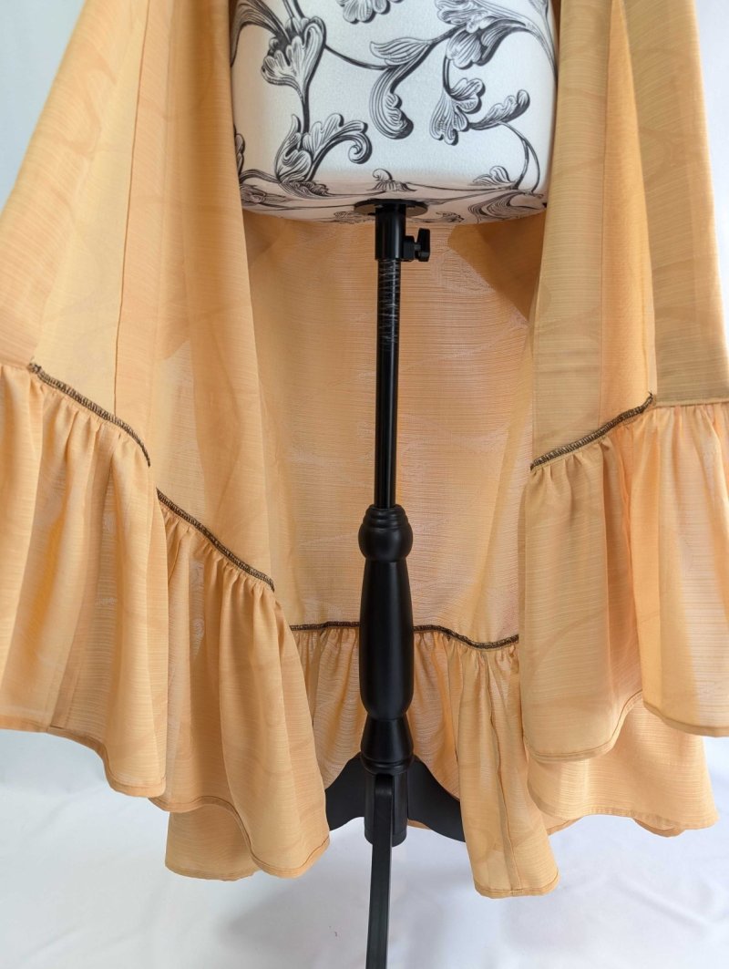 画像17: 【流水地紋×五三桐紋】柑子色シースルーフリルガウン (17)