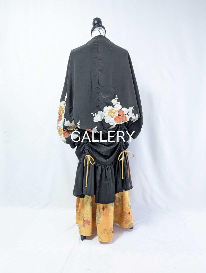 画像42: 【黒留袖-梅重-×小紋-山吹-】マーガレット＆シャンデリアフリルスカート (42)