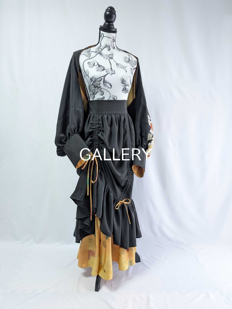 画像33: 【黒留袖-梅重-×小紋-山吹-】マーガレット＆シャンデリアフリルスカート (33)