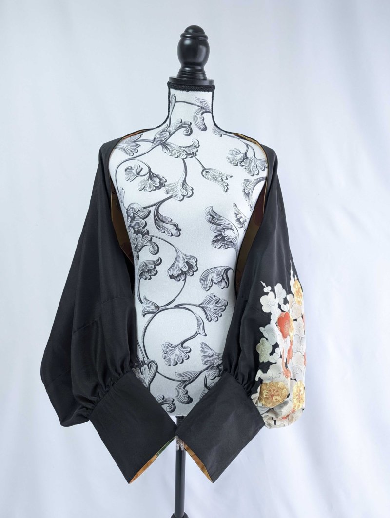 画像12: 【黒留袖-梅重-×小紋-山吹-】マーガレット＆シャンデリアフリルスカート (12)