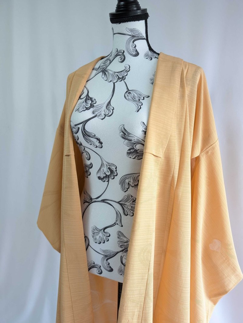 画像9: 【流水地紋×五三桐紋】柑子色シースルーフリルガウン (9)