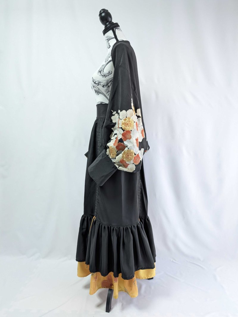 画像24: 【黒留袖-梅重-×小紋-山吹-】マーガレット＆シャンデリアフリルスカート (24)