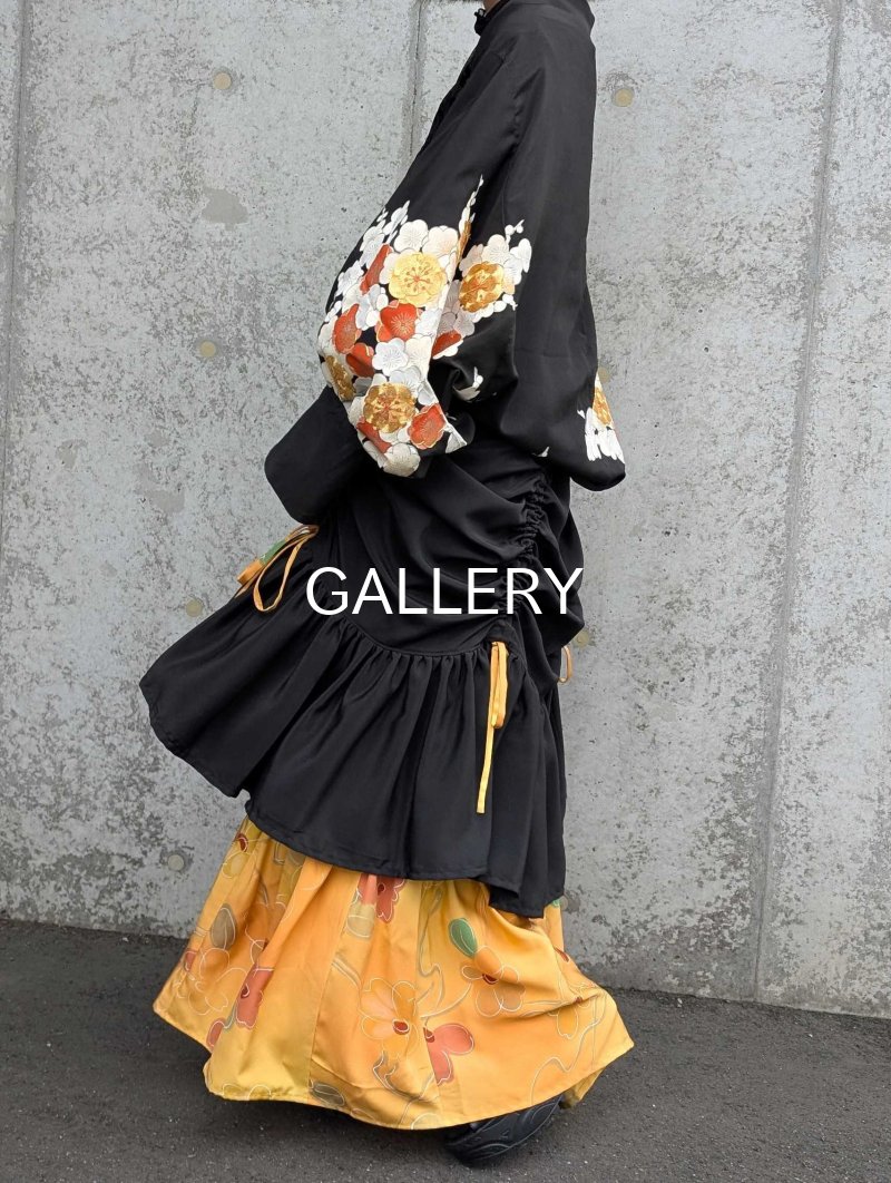 画像3: 【黒留袖-梅重-×小紋-山吹-】マーガレット＆シャンデリアフリルスカート (3)