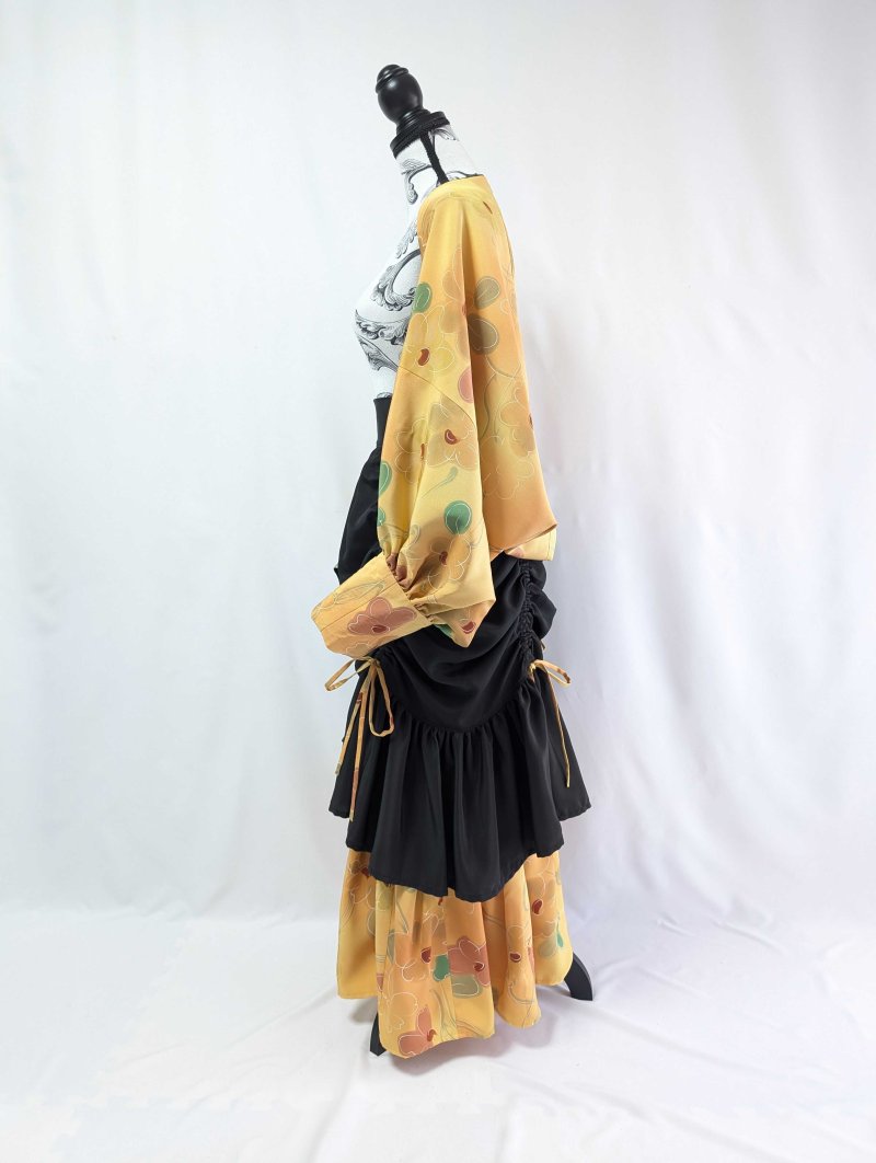 画像38: 【黒留袖-梅重-×小紋-山吹-】マーガレット＆シャンデリアフリルスカート (38)