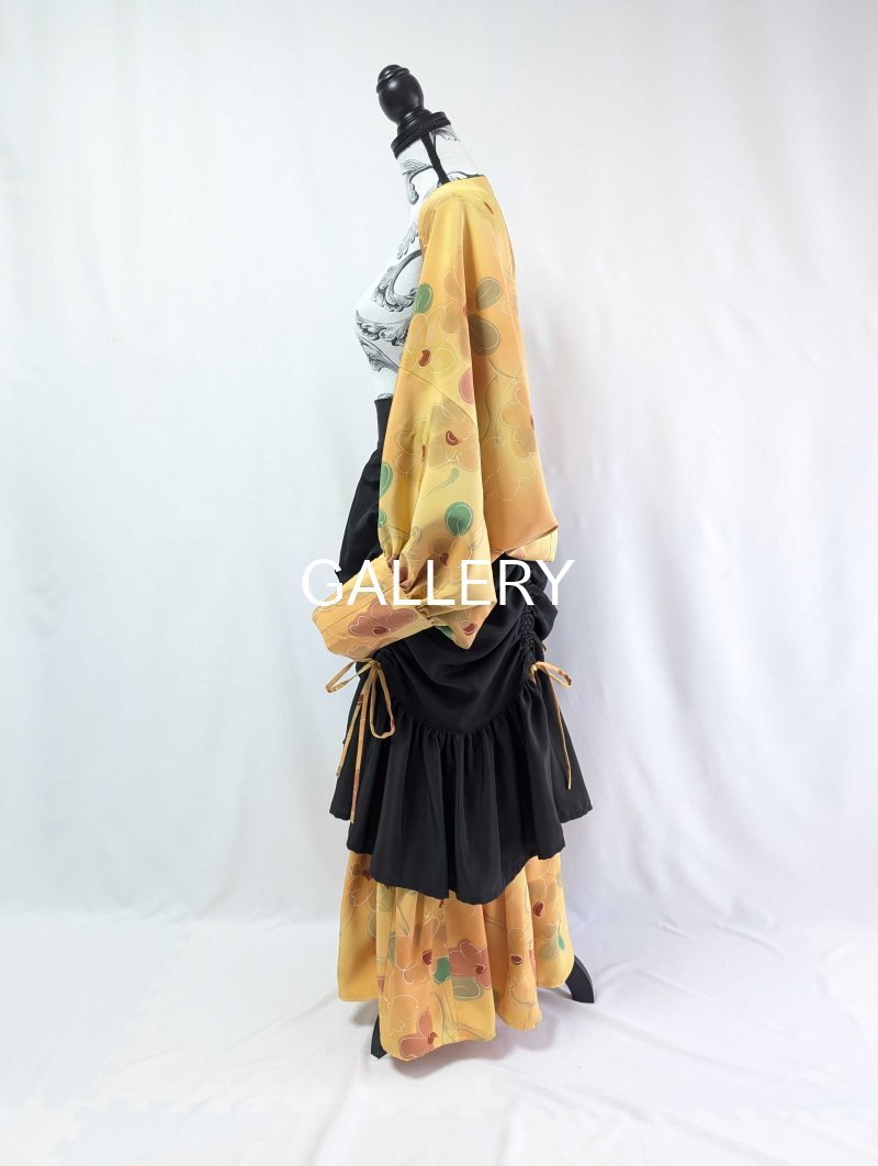 画像38: 【黒留袖-梅重-×小紋-山吹-】マーガレット＆シャンデリアフリルスカート (38)