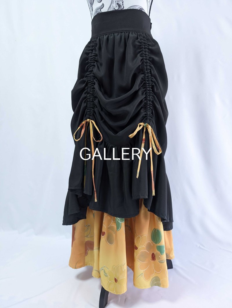 画像35: 【黒留袖-梅重-×小紋-山吹-】マーガレット＆シャンデリアフリルスカート (35)