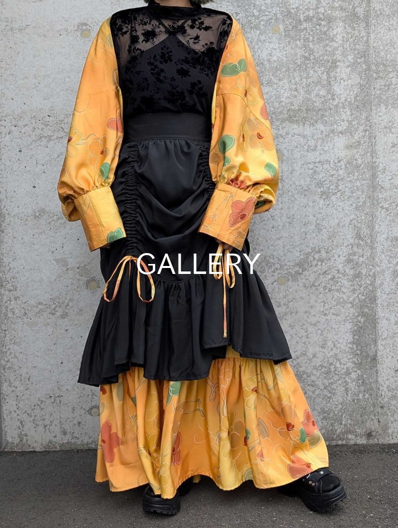 画像7: 【黒留袖-梅重-×小紋-山吹-】マーガレット＆シャンデリアフリルスカート (7)