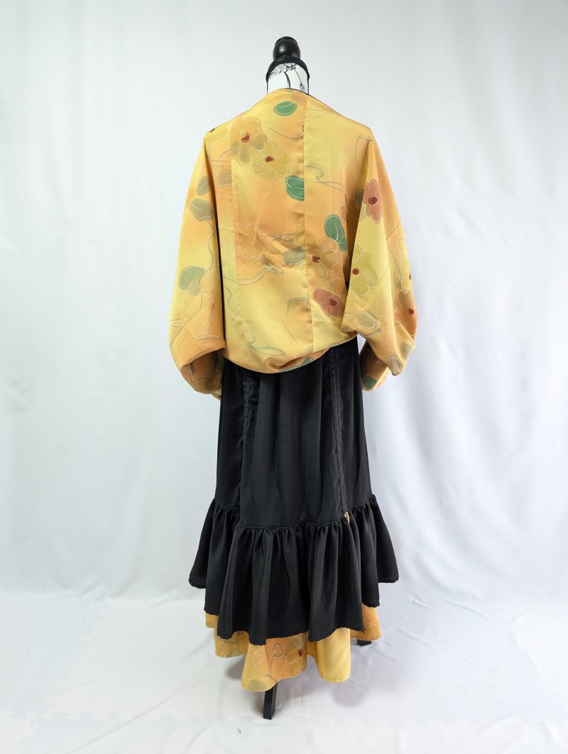 画像29: 【黒留袖-梅重-×小紋-山吹-】マーガレット＆シャンデリアフリルスカート (29)