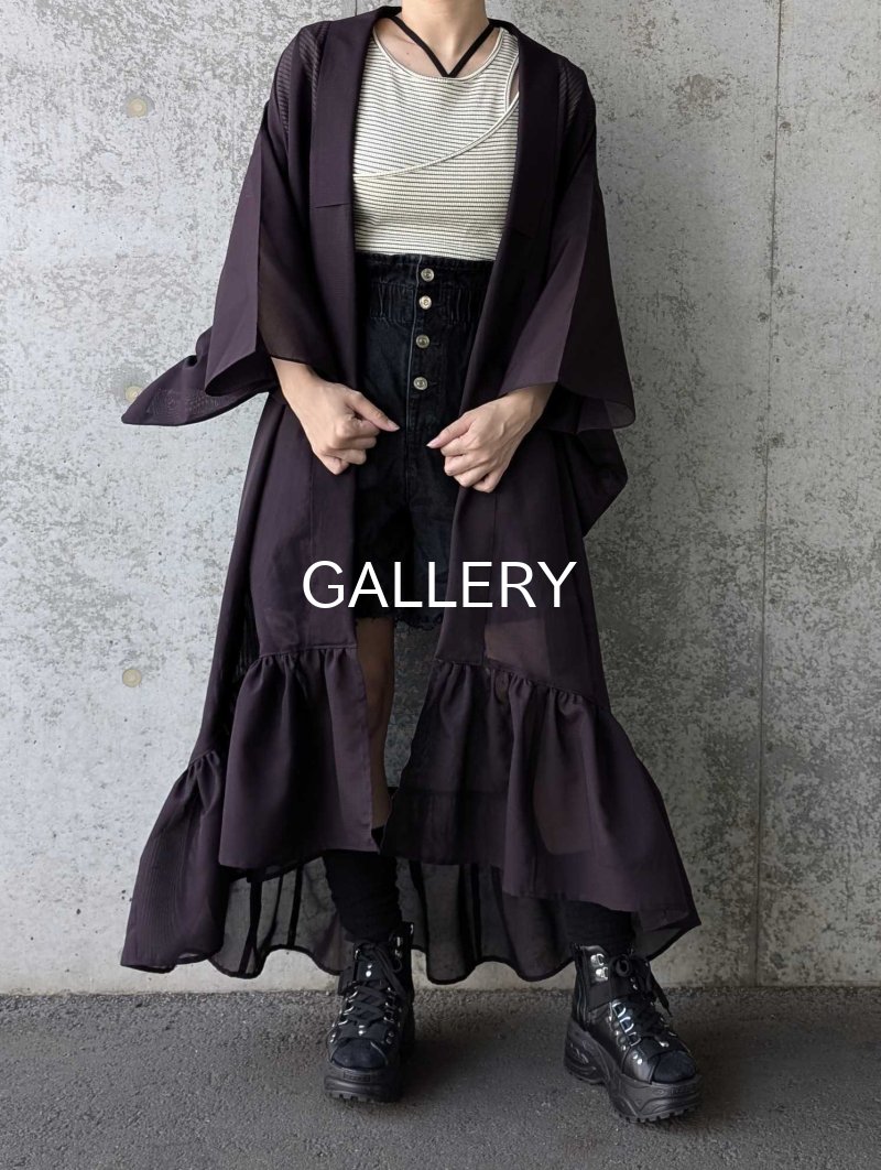 画像2: 【至極色×絽】色無地シースルーフリルガウン (2)