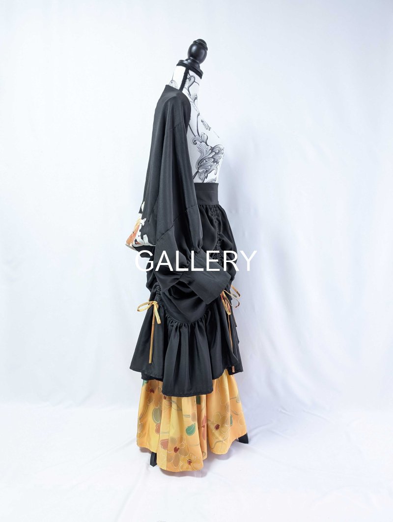 画像43: 【黒留袖-梅重-×小紋-山吹-】マーガレット＆シャンデリアフリルスカート (43)