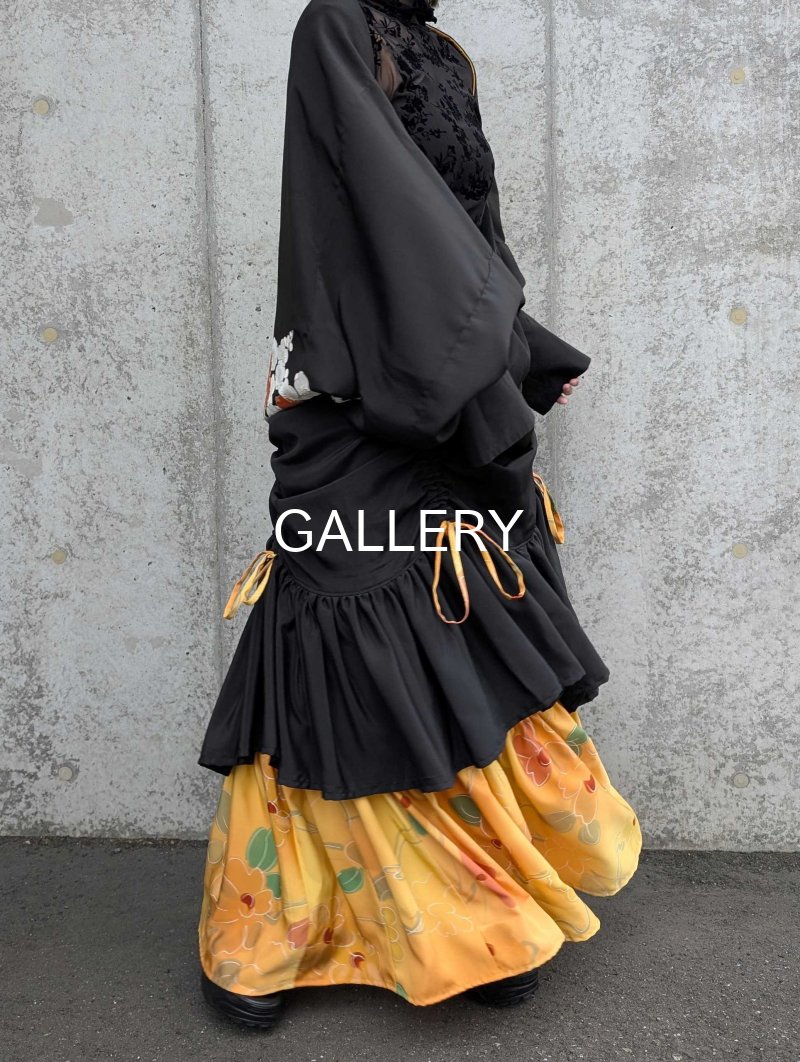 画像4: 【黒留袖-梅重-×小紋-山吹-】マーガレット＆シャンデリアフリルスカート (4)