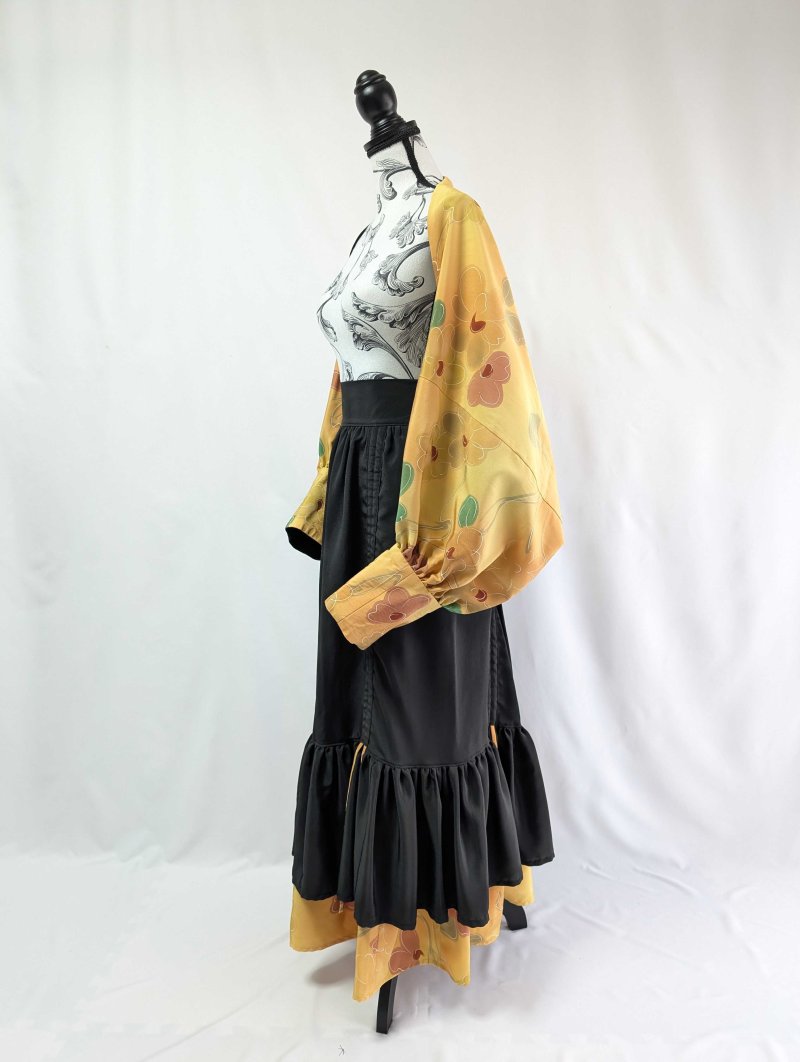 画像28: 【黒留袖-梅重-×小紋-山吹-】マーガレット＆シャンデリアフリルスカート (28)