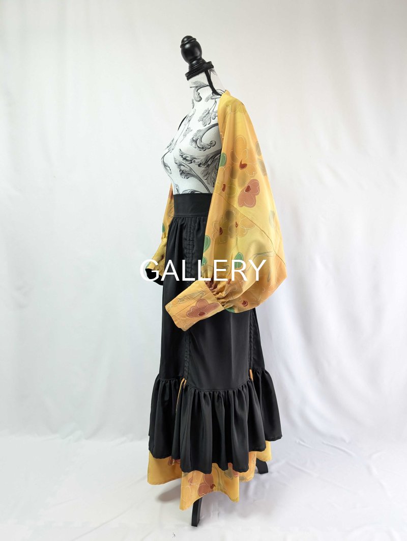 画像28: 【黒留袖-梅重-×小紋-山吹-】マーガレット＆シャンデリアフリルスカート (28)