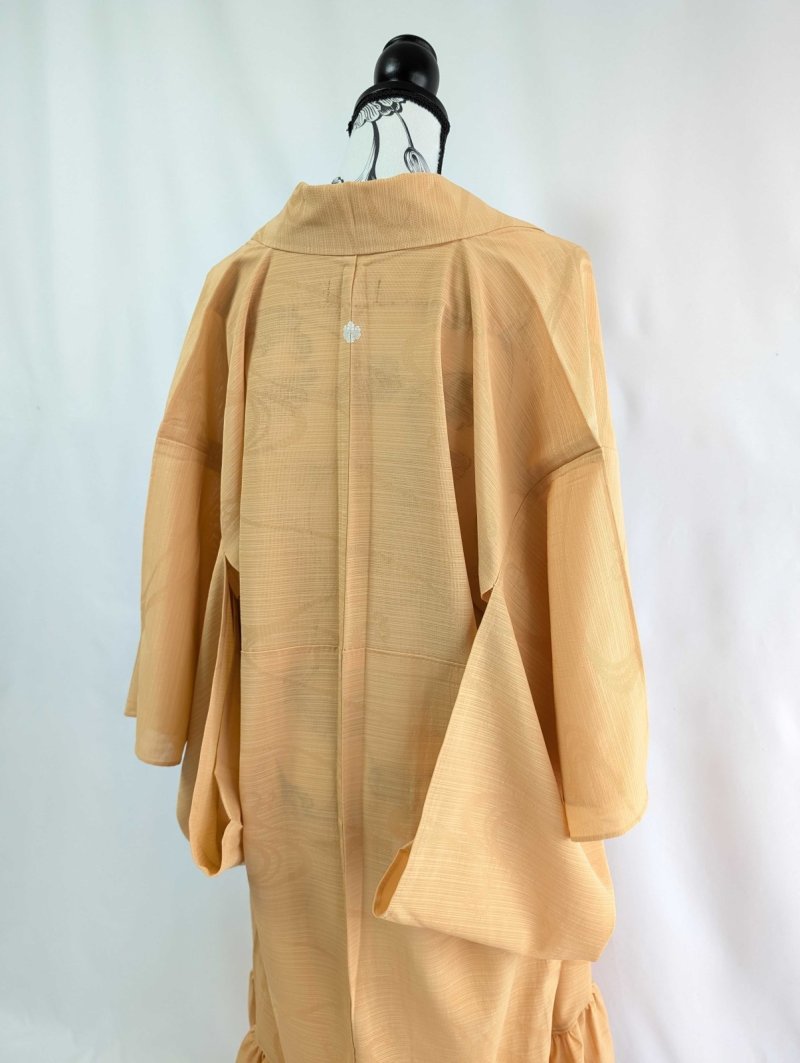 画像13: 【流水地紋×五三桐紋】柑子色シースルーフリルガウン (13)