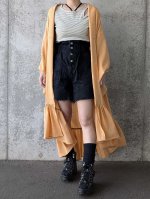 画像3: 【流水地紋×五三桐紋】柑子色シースルーフリルガウン (3)