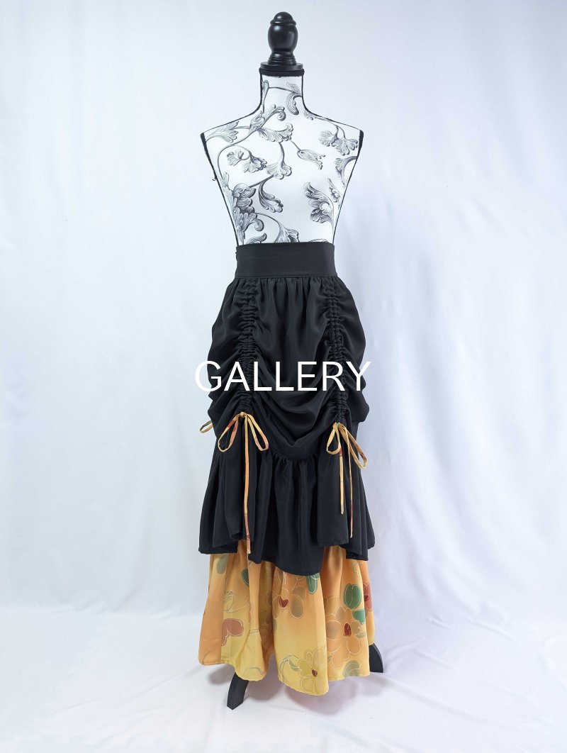 画像34: 【黒留袖-梅重-×小紋-山吹-】マーガレット＆シャンデリアフリルスカート (34)