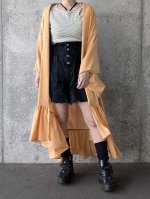 画像1: 【流水地紋×五三桐紋】柑子色シースルーフリルガウン (1)