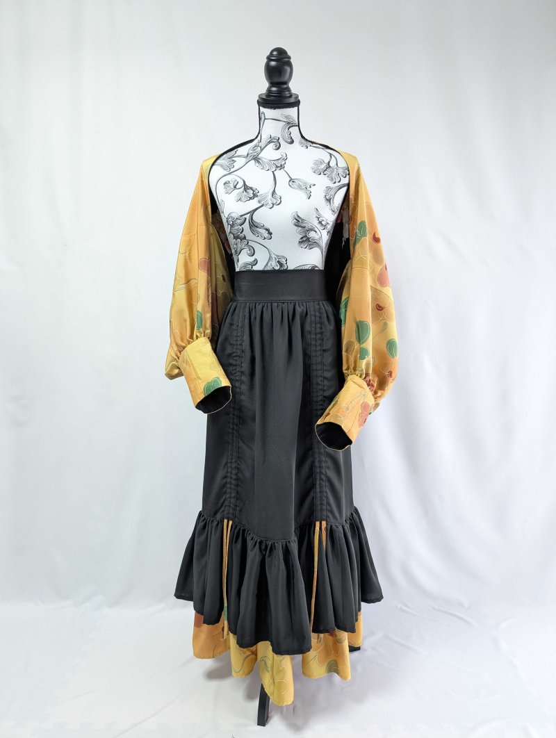 画像27: 【黒留袖-梅重-×小紋-山吹-】マーガレット＆シャンデリアフリルスカート (27)