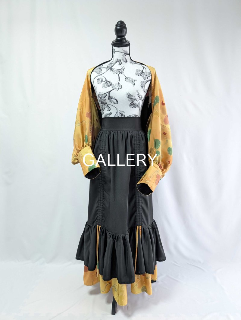 画像27: 【黒留袖-梅重-×小紋-山吹-】マーガレット＆シャンデリアフリルスカート (27)