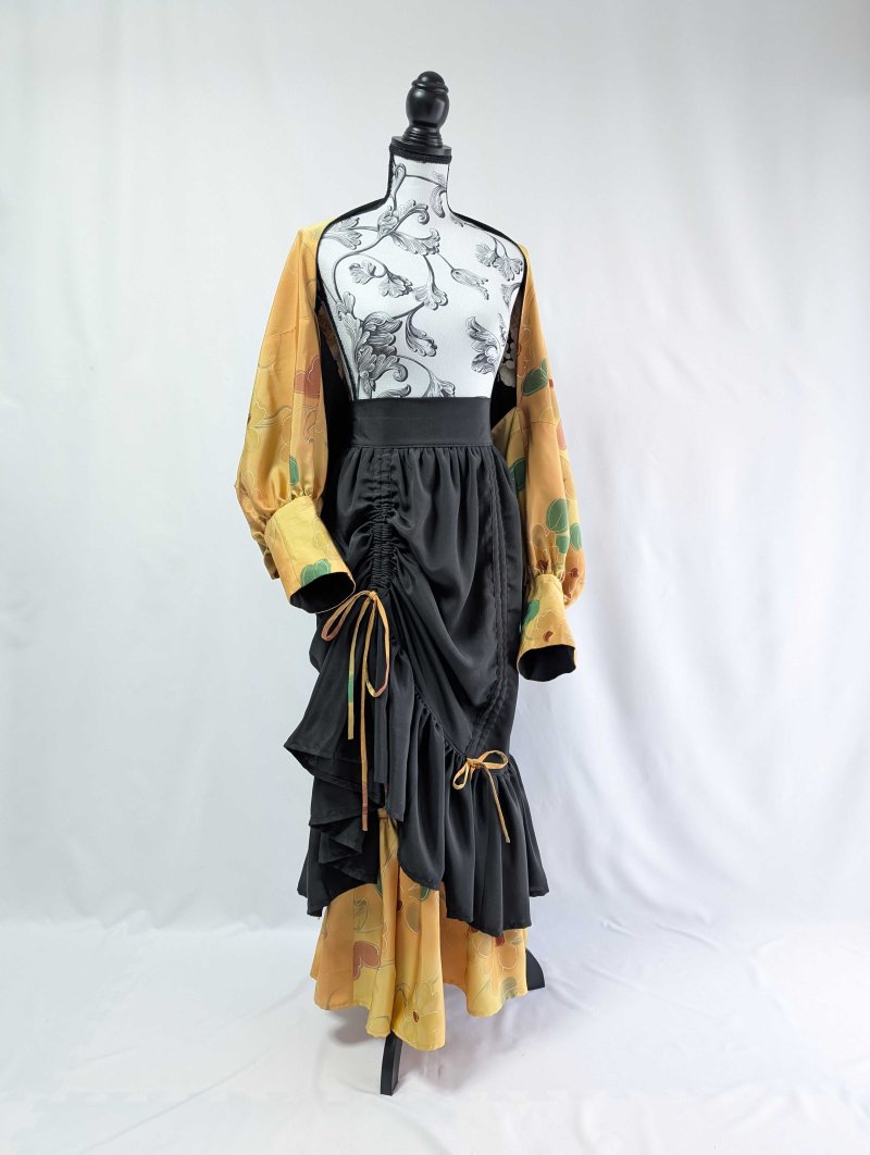 画像32: 【黒留袖-梅重-×小紋-山吹-】マーガレット＆シャンデリアフリルスカート (32)