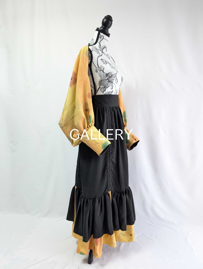 画像30: 【黒留袖-梅重-×小紋-山吹-】マーガレット＆シャンデリアフリルスカート (30)