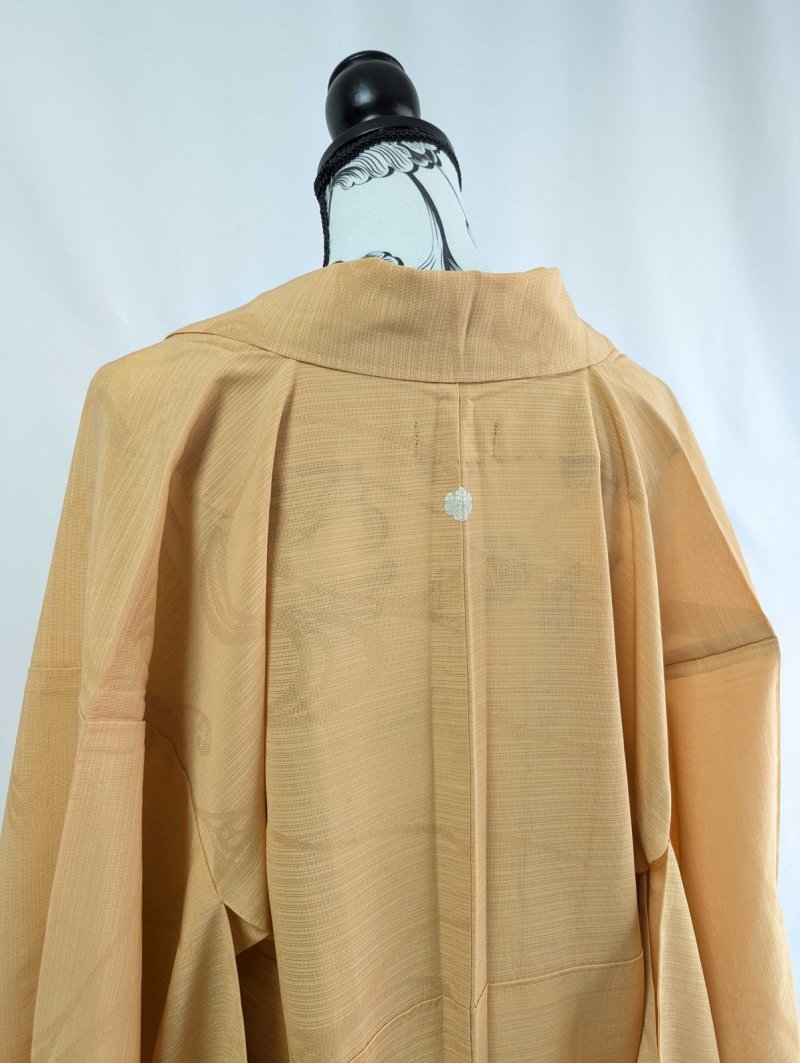 画像12: 【流水地紋×五三桐紋】柑子色シースルーフリルガウン (12)